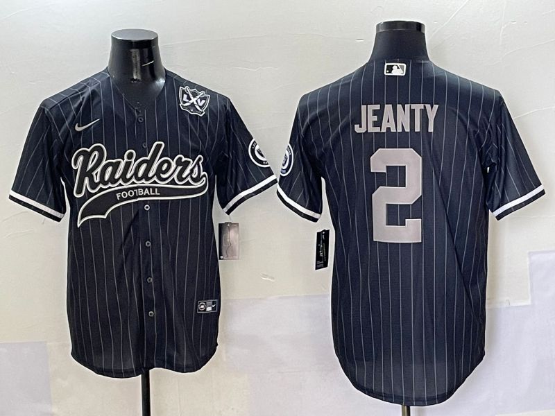Men 2025 Oakland Raiders #2 Jeanty Black Stripe Joint Name Nike Limited NFL Jersey style 6